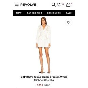 X REVOLVE Telma Blazer Dress in White Michael Costello  Small $268.00